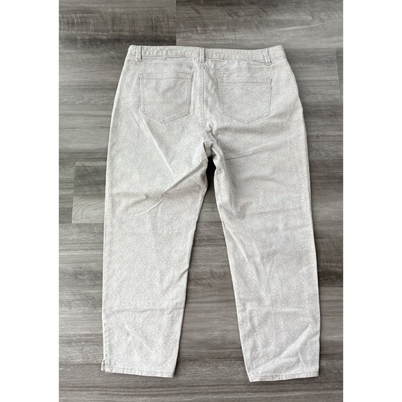 Roz Ali Beige White Floral Printed Jeans Size 16 Cropped Denim Summer K5 - Picture 2 of 5
